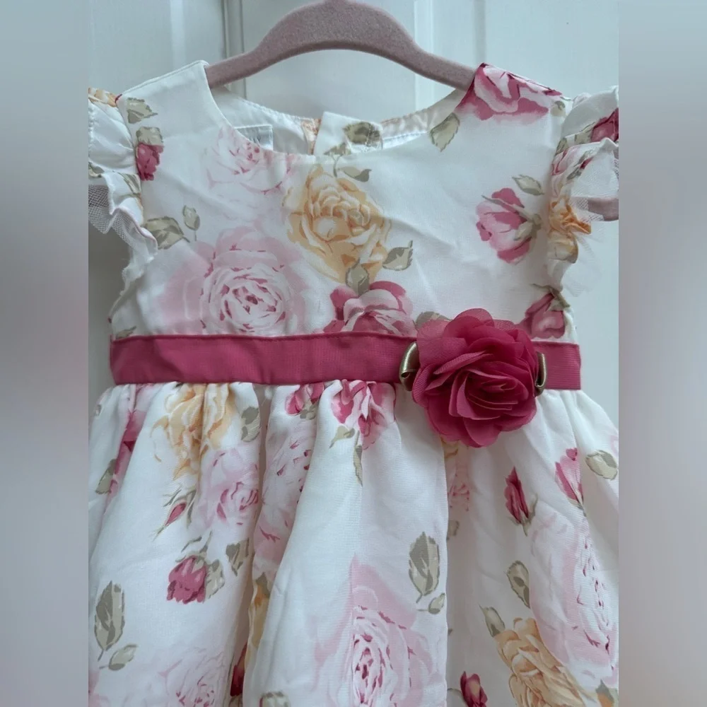 NWOT Max & Molly 9M Girls Multicolor Floral Flutter Sleeve Holiday Dress
